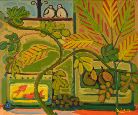 윤중식의 ‘금붕어와 비둘기’, 1979, 캔버스에 유화 물감, 61×72.8cm, 유족(윤대경) 기증.