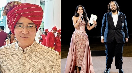 이재용 삼성전자 회장이 아카시 암바니 결혼식에 참석했던 당시 모습과 아난트 암바니(오른쪽)와 그의 약혼녀 라드히카 머천트가 결혼식 전 파티를 하는 모습. 뉴스1