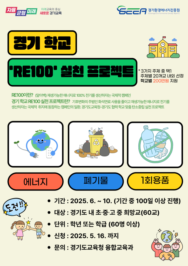 '제2회 경기 학교 RE100 실천 프로젝트' 안내 포스터.이미지 제공 = 경기도교육청