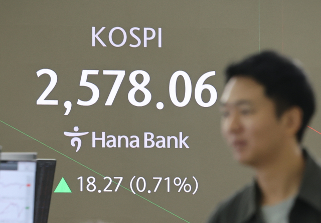 7일 서울 중구 하나은행 딜링룸 현황판에 코스피 지수가 표시되고 있다.연합뉴스