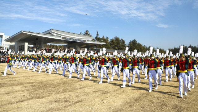 지난 2월 14일 육군3사관학교 제62기 사관생도 입학식에서 신입 생도들이 분열하고 있. 사진 제공=육군