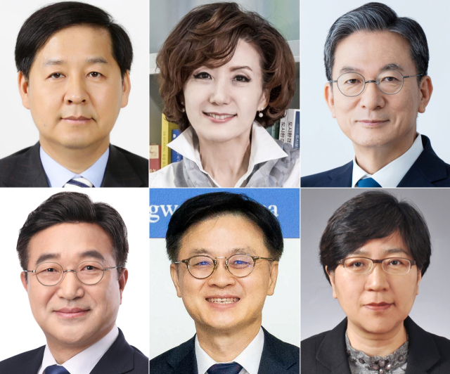 대통령실은 29일 강훈식 대통령비서실장의 브리핑을 통해 이재명 대통령의 장관급 추가 인선을 발표했다. 사진 왼쪽 위부터 구윤철 기획재정부 장관 후보자, 이진숙 교육부 장관 후보자, 정성호 법무부 장관 후보자. 사진 