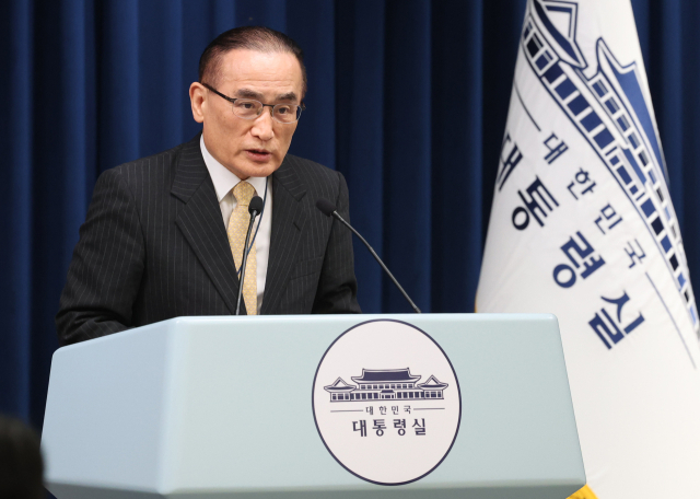 미국에서 귀국한 위성락 국가안보실장이 9일 용산 대통령실에서 방미 결과에 관해 브리핑하고 있다. 연합뉴스