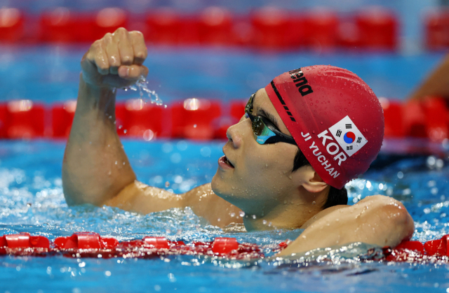 <b>지유찬</b>, <b>세계선수권</b> 남자 자유형 50m <b>7위</b>…메달 획득 실패