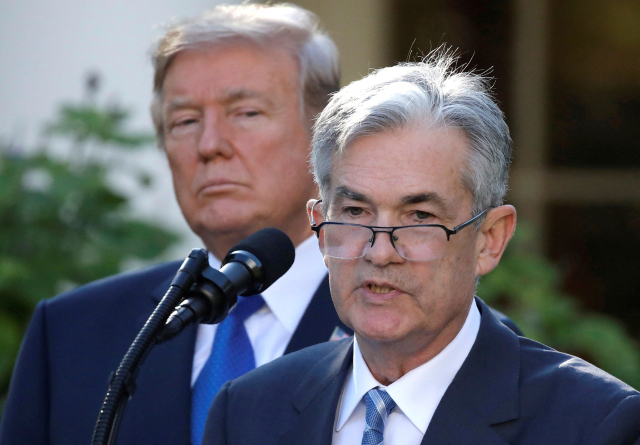 Jerome Powell, Chairman of the U.S. Federal Reserve, and U.S. President Donald Trump. Reuters