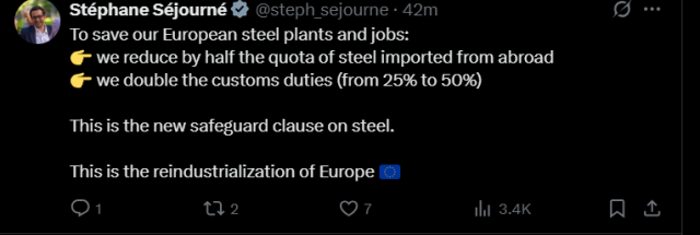 스테판 세르주네 EU 산업전략 수석 부집해위원장 X 캡쳐.