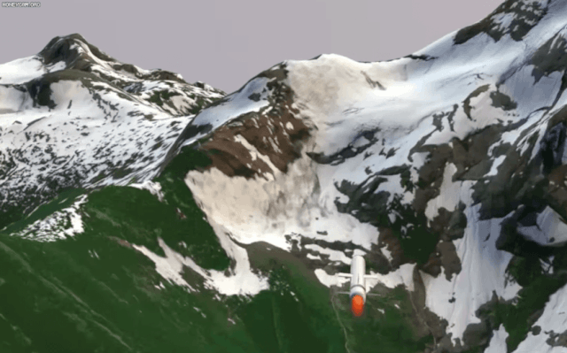 러시아의 신형 핵추진 순항미사일 ‘9M730 부레베스니크’ 발사 시뮬레이션 영상. 사진 제공=러시아 국방부