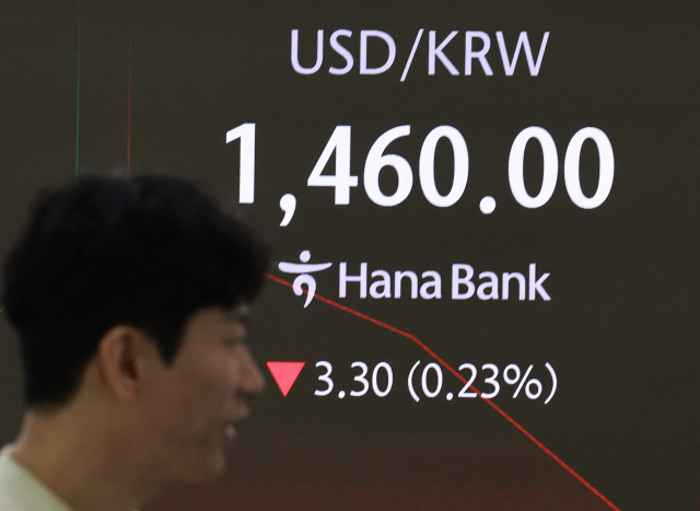 12일 서울 을지로 하나은행 본점 딜링룸 현황판에 원·달러 환율이 표시되고 있다. 이날 서울 외환시장에서 서울 외환시장에서 원·달러 환율은 2.3원 내린 1461.0원에 개장했다.