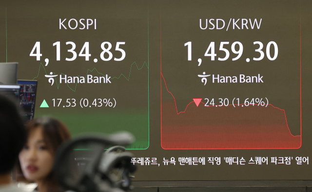 크리스마스이브인 24일 서울 중구 하나은행 본점 딜링룸 현황판에 원·달러 환율이 표시돼 있다.연합뉴스
