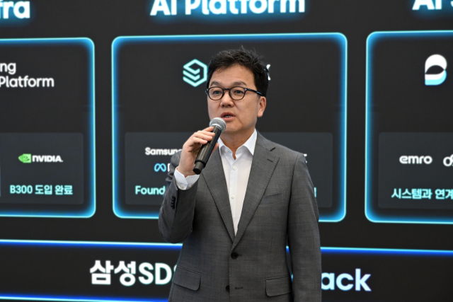 이준희 삼성SDS 대표가 7일(현지 시간) 미국 라스베이거스 LVCC에서 열린 기자간담회에 참석했다.라스베이거스=김태호 기자