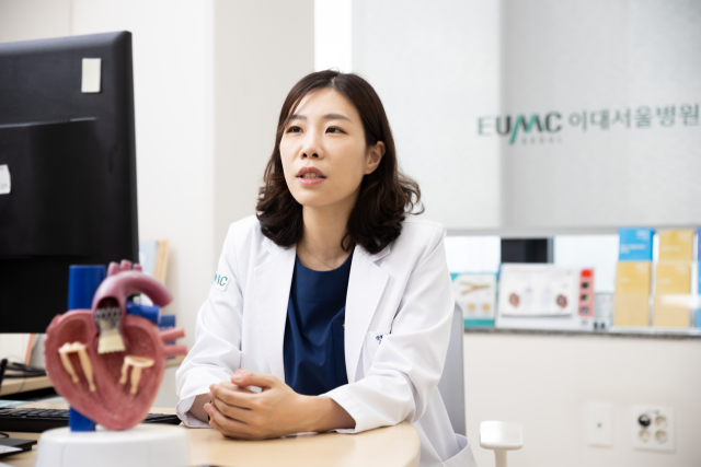 김예지 이대서울병원 순환기내과 교수가 씽크 도입 후 달라진 의료환경에 대해 설명하고 있다.사진 제공=대웅제약