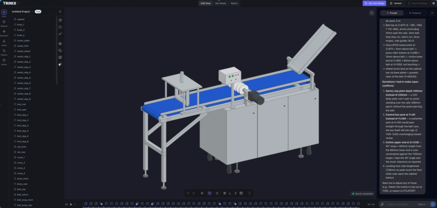 엔닷라이트의 3D CAD 파일 생성 소프트웨어‘트리닉스’를 사용해 프롬프트 입력만으로 3D 이미지를 생성하는 화면.사진 제공=엔닷라이트