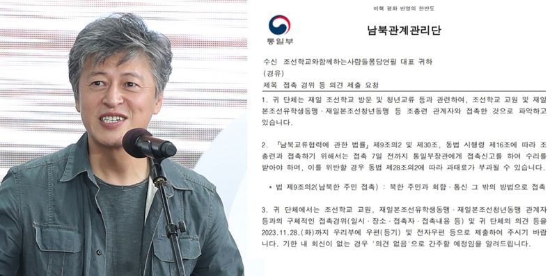 배우 <b>권해효</b> 등 영화인, <b>통일부</b> 조사받는다..."<b>조총련</b> 무단접촉"
