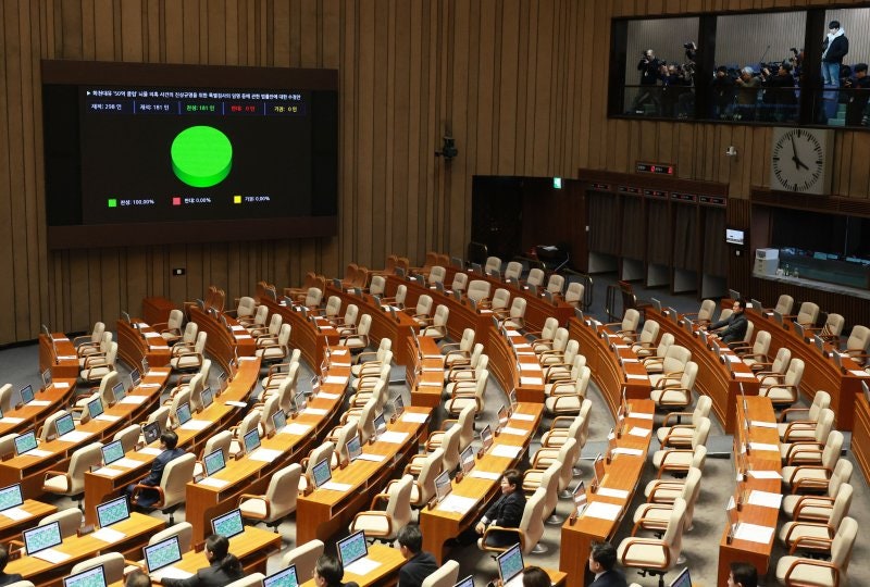야당 주도로 대장동 <b>50억 클럽 특검법</b> 국회 통과