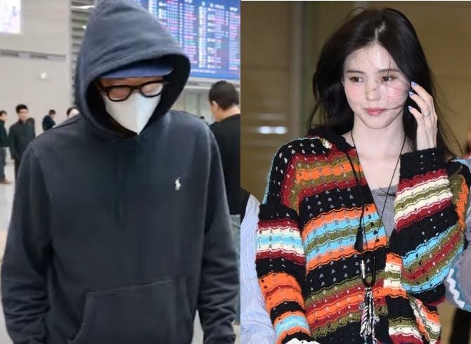 <b>류준열</b>은 얼굴 꽁꽁, <b>한소희</b>는 웃으며 입국..왼손엔 <b>반지</b>도