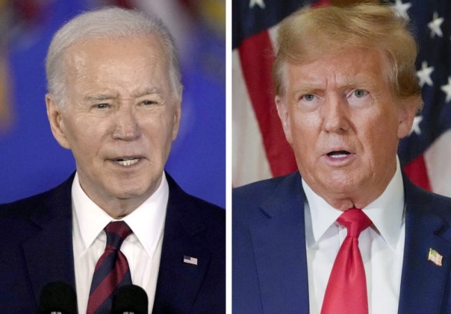 2024 U.S. President Joe Biden (left), the candidate for the 2024 U.S. presidential election, and former President Donald Trump. Provided by Newsis