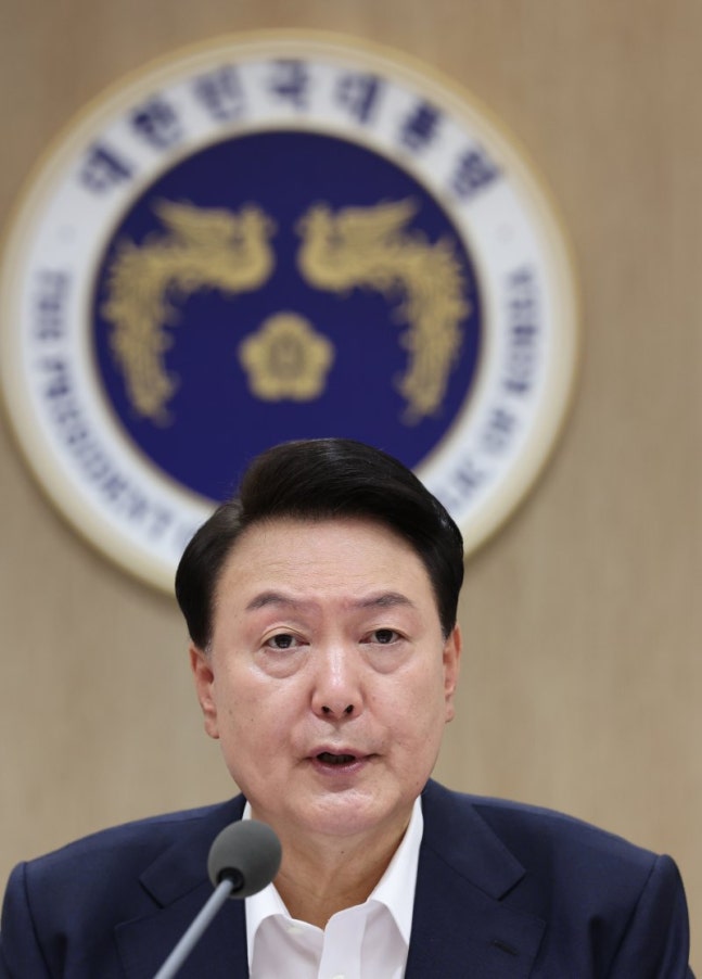 President Yoon Suk-yeol speaking at the presidential office in Yongsan, Seoul on the 16th. (Presidential Office) /Photo=Newsis