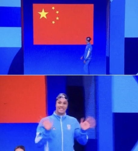 이번엔 아르헨 <b>선수</b> 등장에 中<b>국기</b> 띄워... "월드컵 져서 복수하는거냐" [파리...