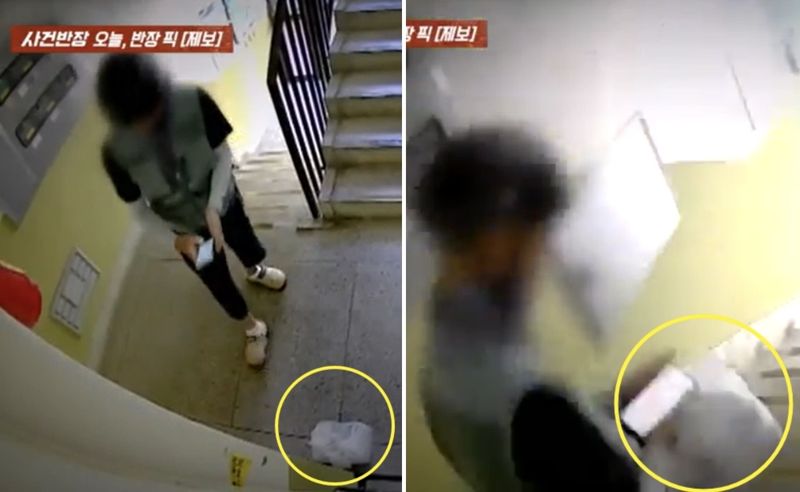 지난 8월 30일 한 배달원이 배달을 완료한 뒤 음식을 다시 가져가고 있다./사진=JTBC '사건반장' 캡처