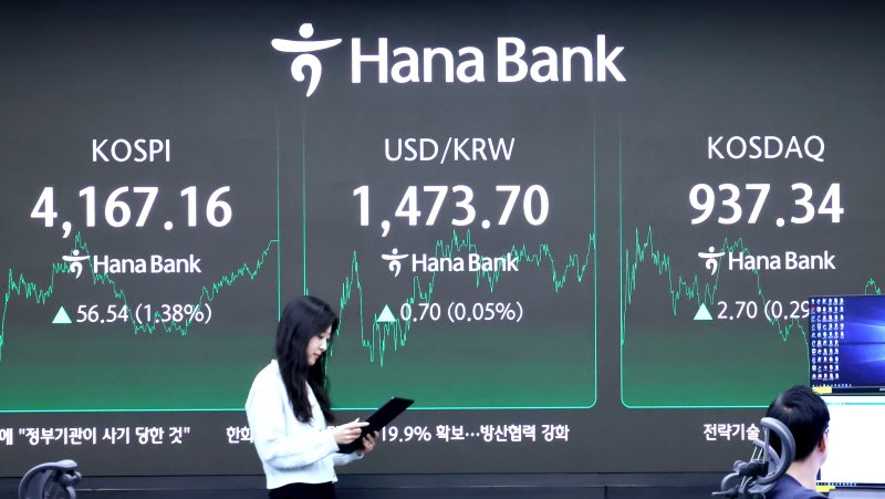 12일 서울 중구 하나은행 딜링룸./사진=뉴스1