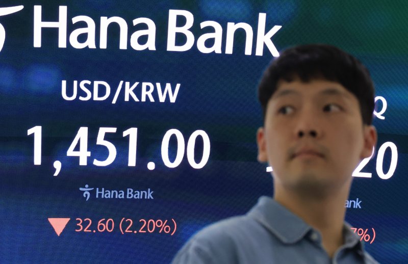 외환당국이 고강도 대응에 나서면서 원·달러 환율 오름세에 제동이 걸렸다.24일 서울외환시장에서 원·달러 환율은 주간거래 종가 기준 전 거래일보다 33.8원 떨어진 달러당 1449.8원을 기록했다.지난달 6일(14