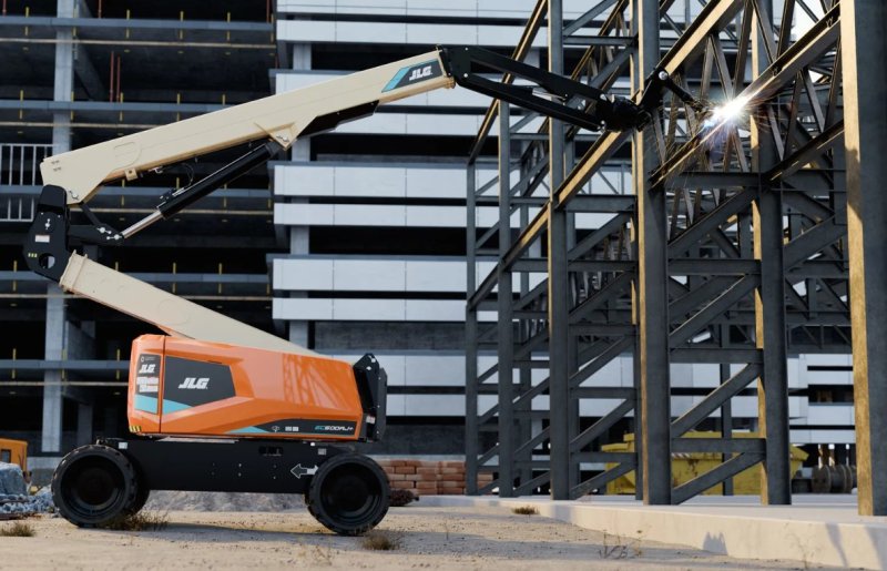 미국 오시코시의 JLG 붐 리프트가 로보틱 엔드 이펙터를 장착해 고소 작업 환경에서 용접 작업을 수행하는 모습.CES 홈페이지 캡처