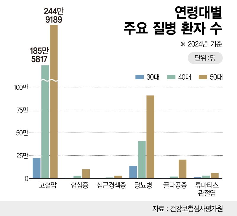 연령대별 주요 질병 /그래픽=정기현 기자