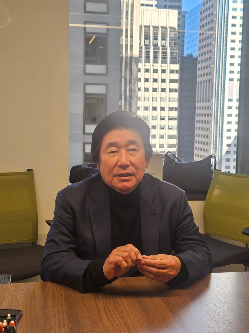 지난 14일(현지시간) 이상훈 에이비엘바이오 대표가 미국 샌프란시스코에서 열린 기자단 인터뷰에서 답변하고 있다.사진=정상희 기자