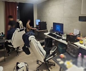 아파트를 임차해 자금세탁 전용 사무실 겸 숙소로 개조하고 주·야간조를 편성해 24시간 자금세탁소를 운영한 범죄단체가 적발됐다.사진=서울동부지검 보이스피싱범죄 합동수사부 제공