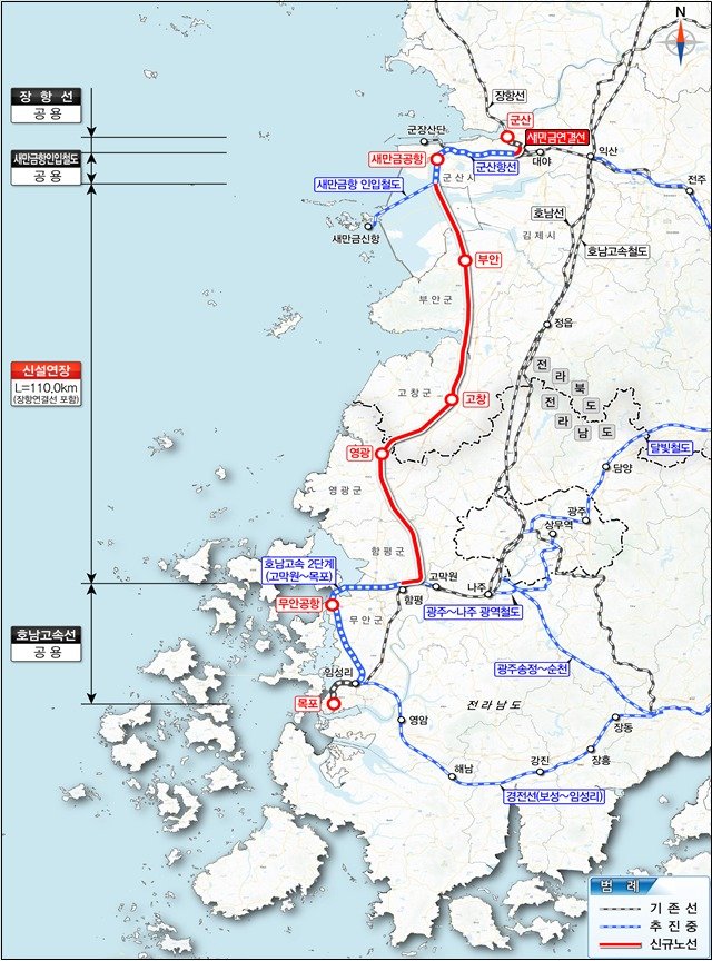 서해안철도 위치도.