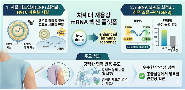 차세대 저용량 mRNA백신 플랫폼 모식도.한국생명공학연구원 제공