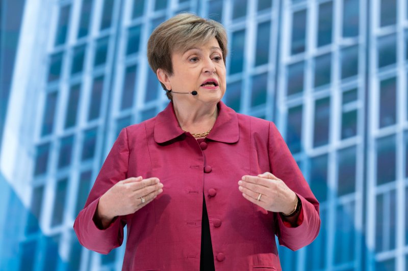 크리스탈리나 게오르기에바 국제통화기금(IMF) 총재가 9일 워싱턴 D.C에서 IMF 본부에서 기자회견을 하고 있다. 사진=AP뉴시