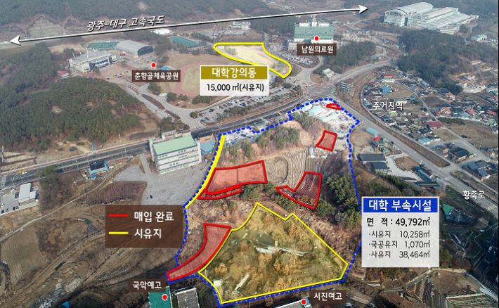 전북 남원시 국립의학전문대학원 설립 부지 계획도.전북도 제공