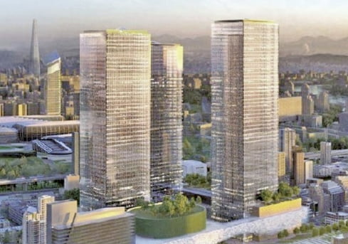 현대차그룹이 지난 2월 서울시에 제출한 강남구 삼성동 현대차 GBC 설계변경안. 105층 랜드마크를 55층 2개 동으로 나눠짓는 내용이 담겼다. / 현대차 제공