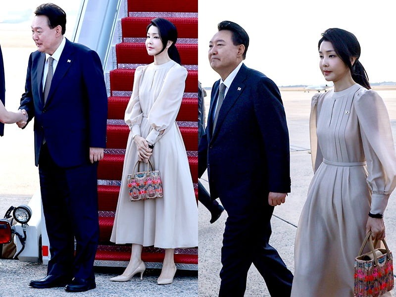 尹, 워싱턴DC 도착…<b>바이든</b> 부부 주최 만찬에 김<b>여사</b>와 동행