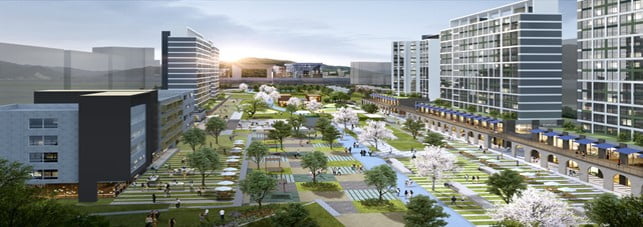 Bird's-eye view of the linear park 'Gyeongyang Beberi' entering Gyeongyang area in Incheon. Provided by the Ministry of Land, Infrastructure and Transport