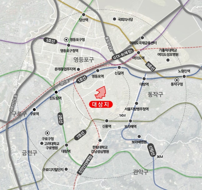 Location of the Singil 15 area in Seoul. Provided by the Ministry of Land, Infrastructure and Transport