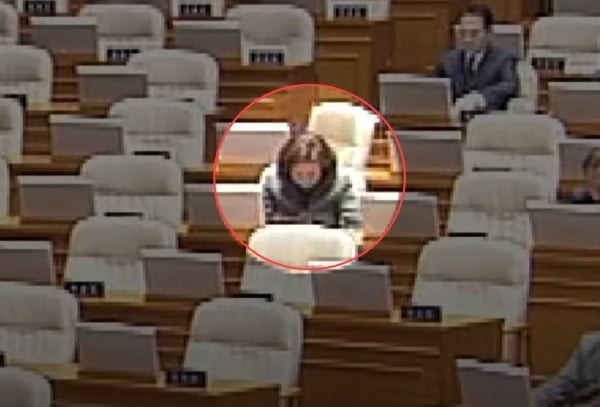 "잠자는 백골공주"…<b>김민전</b>, 백골단 끌어들이고는 또 '꾸벅'