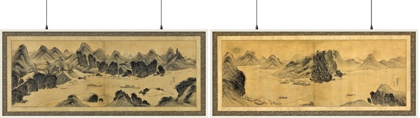 '연강임술첩'에 수록된 겸재 정선의 '우화등선'(왼쪽)과 웅연계람'(1742). /S2A 제공