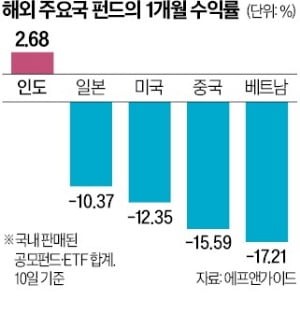日·中 펀드 수익률 죽 쑬 때 관세충격 덜한 인도만 미소
