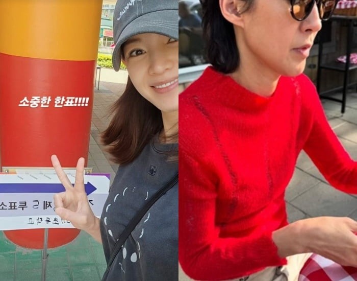 '<b>정치색</b> 주의보'에도 빨간 기둥 앞 브이…<b>홍진경</b>은 사진 삭제