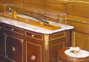 양국 정상 핵항모 동승…日, 아베 쓰던 퍼터 선물