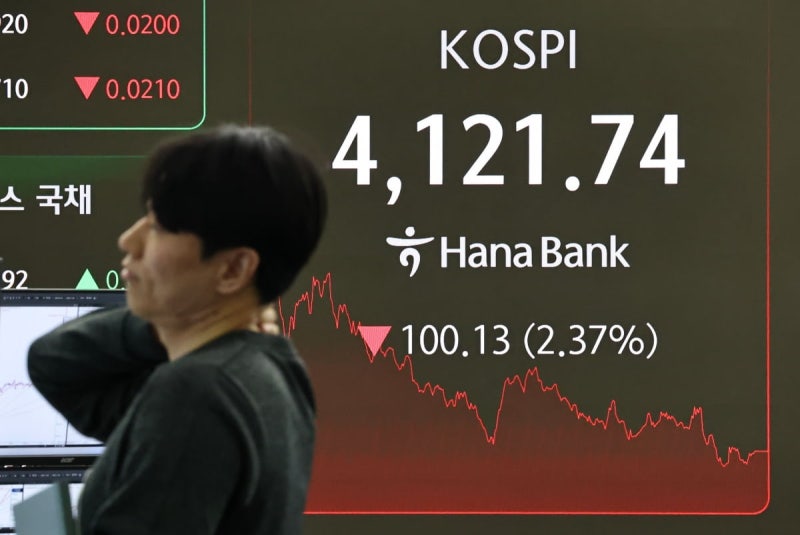 달리던 코스피 숨고르기…큰손 매도에 2% 넘게 하락