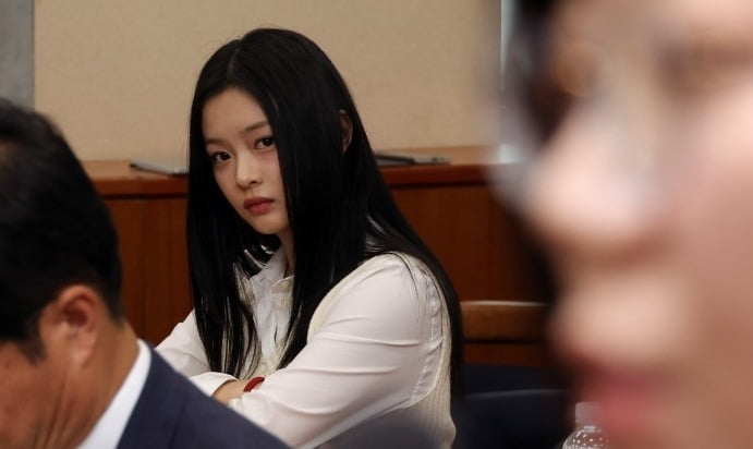 그룹 뉴진스(NewJeans)의 하니가 2024년 10월 15일 오후 서울 여의도 국회 환경노동위원회에서 열린 경제사회노동위원회, 중앙노동위원회, 최저임금위원회 등에 대한 국정감사에 출석, 김주영 어도어 대표의 발언