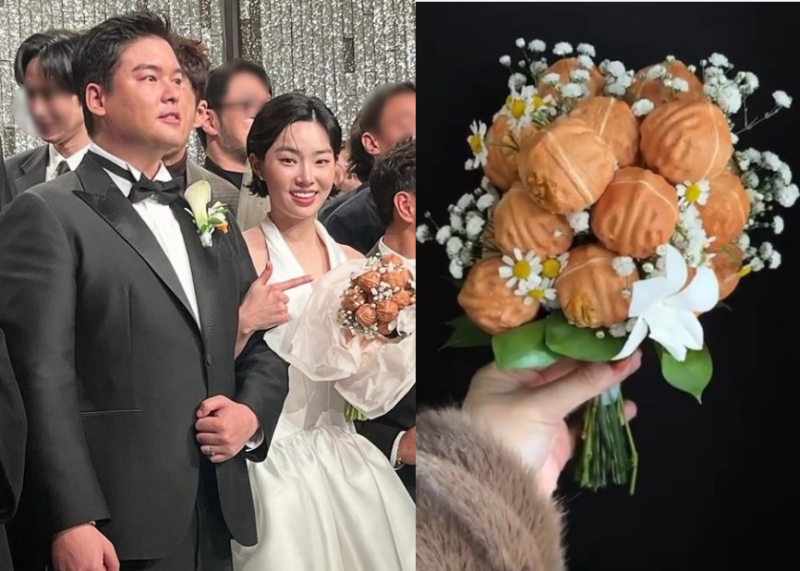 '이장우 신부' <b>조혜원</b> 부케에 '화들짝'…<b>결혼식</b> 등장한 호두과자