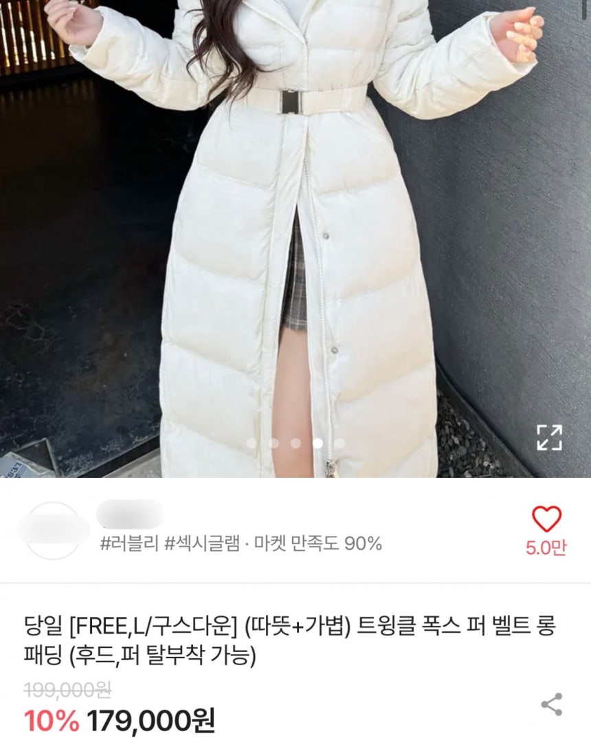 일부 인터넷 쇼핑몰에서 판매되고 있는 구스다운 롱패딩.일반적인 가격에 비해 절반 이상 저렴한 가격이다./사진=인터넷 쇼핑몰 이미지 캡처