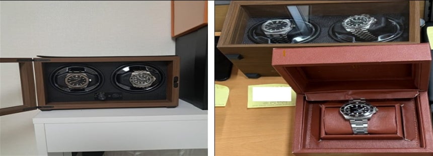 피의자 검거 과정에서 발견된 사치품.피의자의 주거지에는 이외에도 명품 브랜드 종이가방과 박스 등이 쌓여 있었다./사진=영등포경찰서