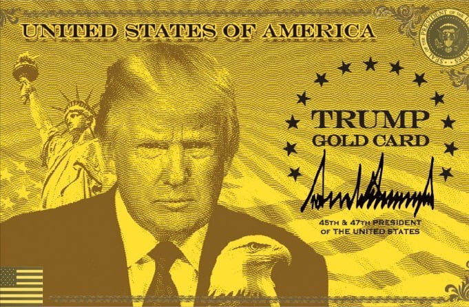 도널드 트럼프 미국 대통령이 10일(현지시간) SNS에 올린 '골드 카드' 도안./트루스소셜 캡처