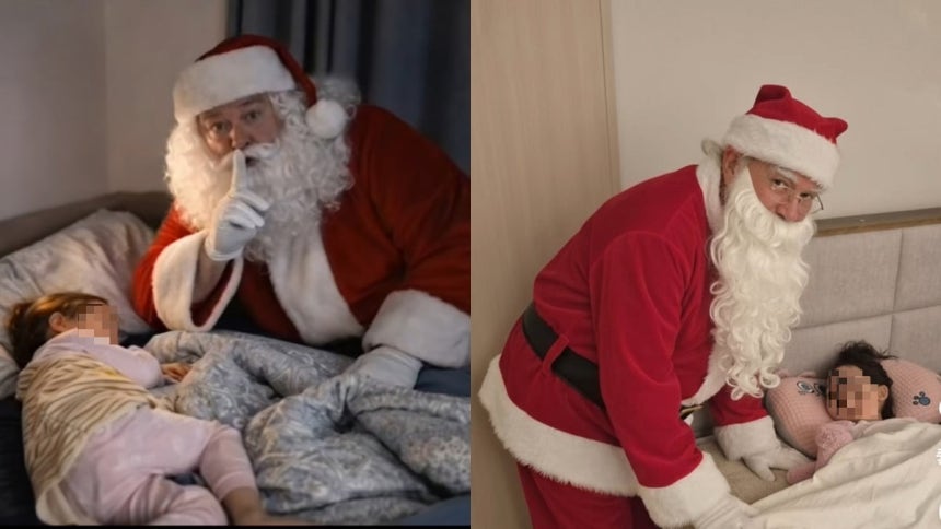 올해 크리스마스 주간에 산타클로스가 집안에 찾아온 것처럼 합성한 AI 영상이 SNS에서 바이럴 됐다.사진=인스타그램 계정 갈무리