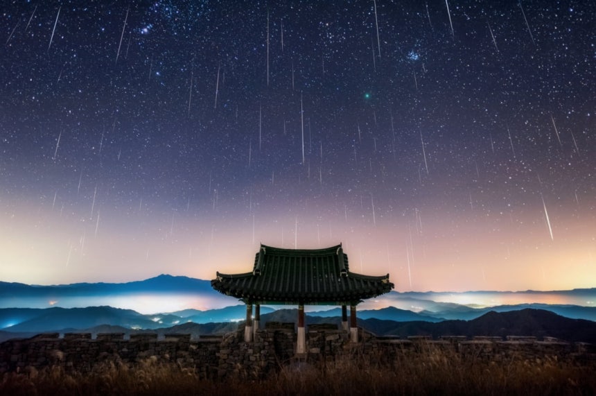 쌍둥이자리 유성우.사진=한국천문연구원(2021년 천체사진공모전 수상작 윤은준 촬영)